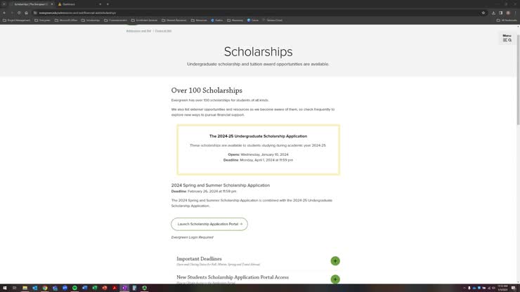 2024-25 Evergreen Scholarship Application Portal Demonstration