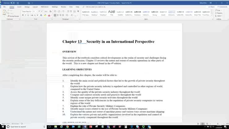 CMJ 1211 Video Lecture Chapter 13 - Security in an International ...