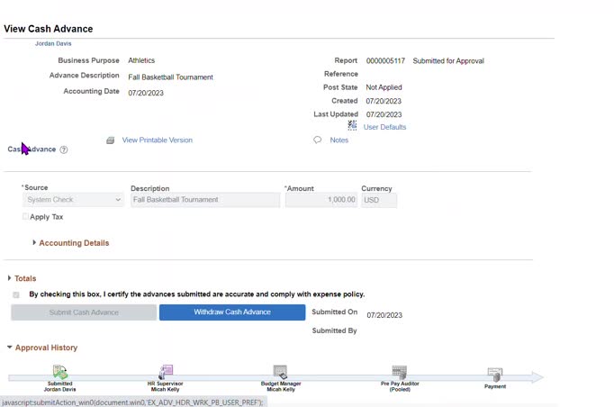 ESS_Withdrawing a Cash Advance Before Approval - No Audio