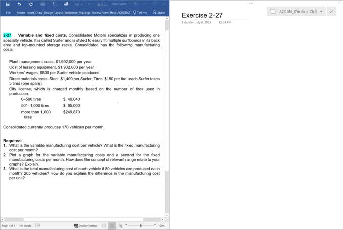 Exercise 2-27 (17th Ed)