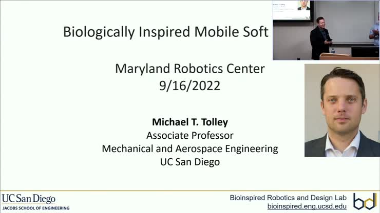 Maryland Robotics Center Seminar: Biologically Inspired Soft Mobile Robots