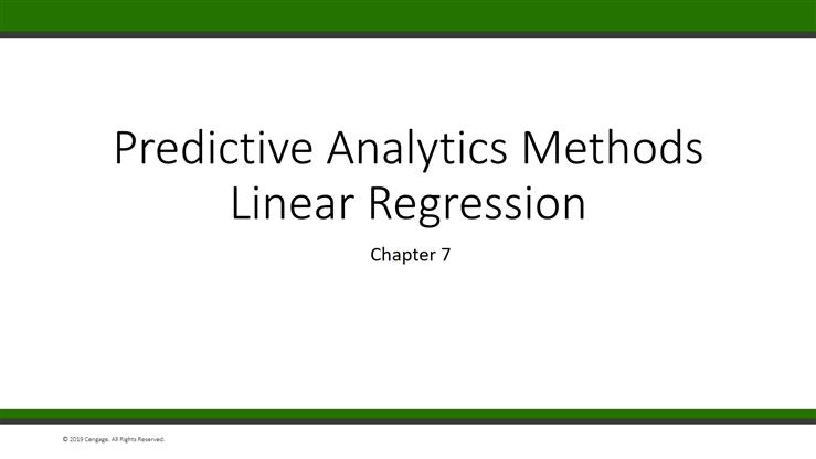 Fifth Class, Predictive Analytics Models, Regression Analysis, Ch 7