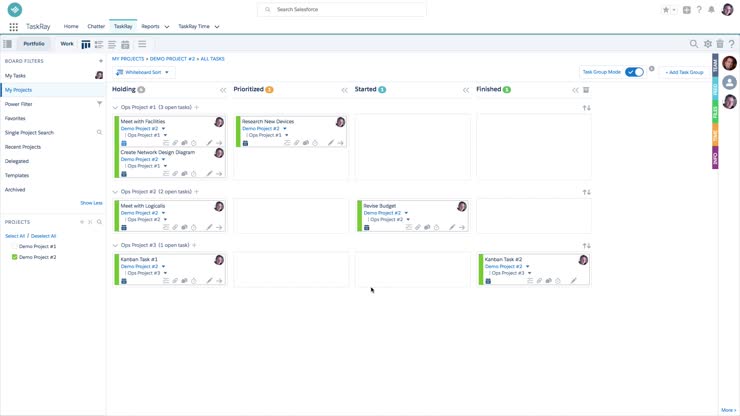 TaskRay Demo #1 - Overview of Task Groups (Horizontal Swim Lanes)