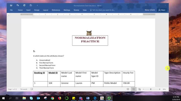 Review of Normalization Practice Questions