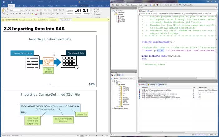Video 11: SASP1 C02.3 Importing Data into SAS