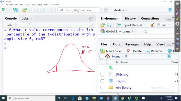 t-crit from percentile (rstudio)