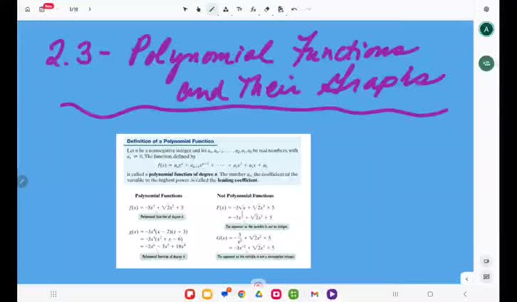 2.3- Polynomial Functions and Their Graphs (Part 1)