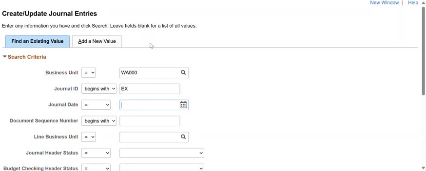 GL - Specifying Journal Entry Search Criteria - No Audio