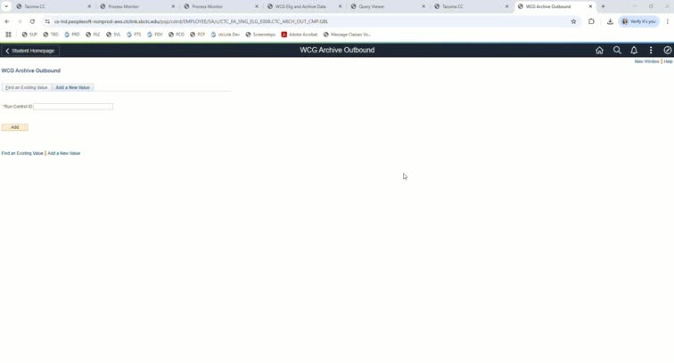 Running the WCG Archive Outbound Process