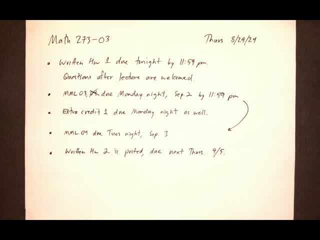 Math 273-03 Thurs 8-29