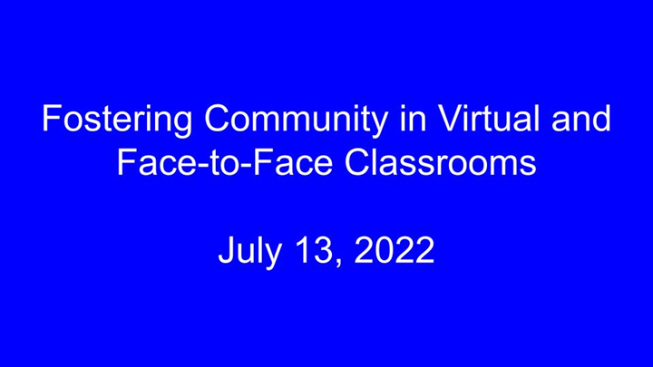 Fostering Community in the Classroom