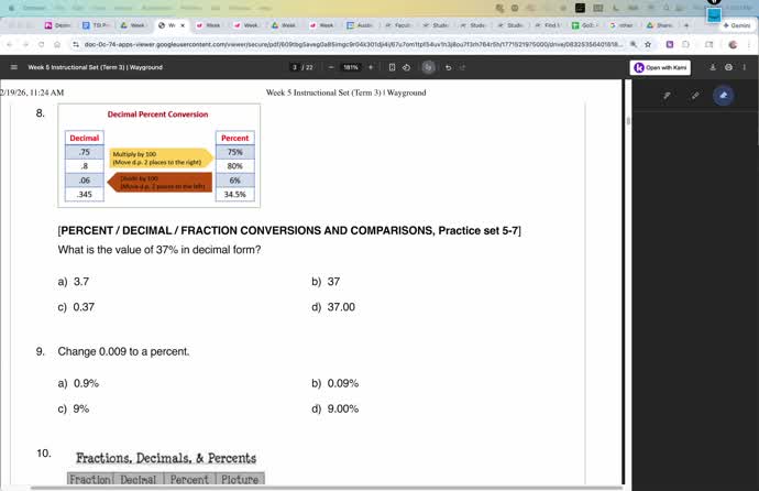 Week 5, Day 1, Pt. 2: Fractions, decimal, percent conversions and ...