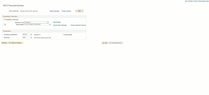 Running the WCG Populate Update Process After WCG Setup Changes