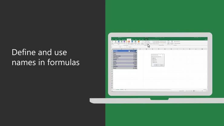 Define and use names in formulas