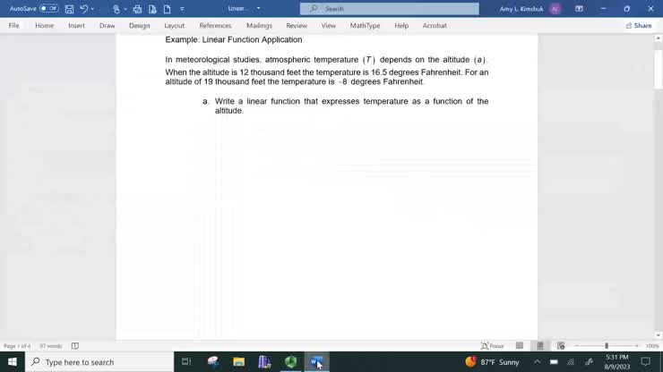 Application - Linear Function