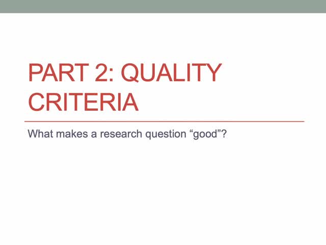 Crafting a question part 2