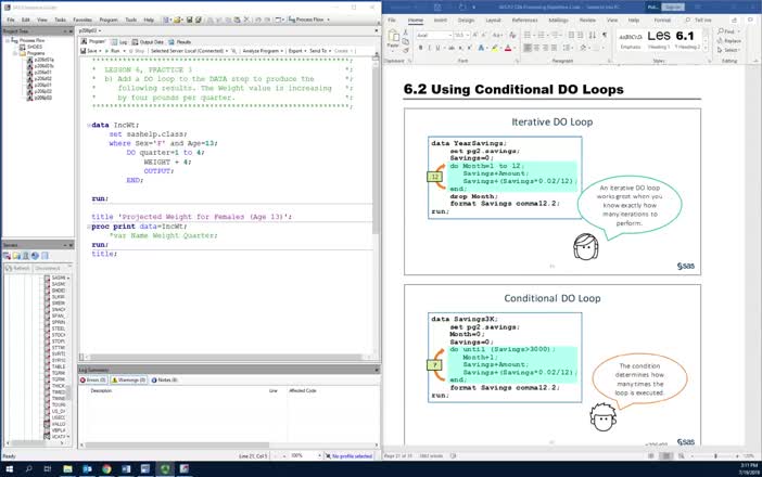 Video 63: SASP2 Chapter 6.2 Using Conditional DO Loops