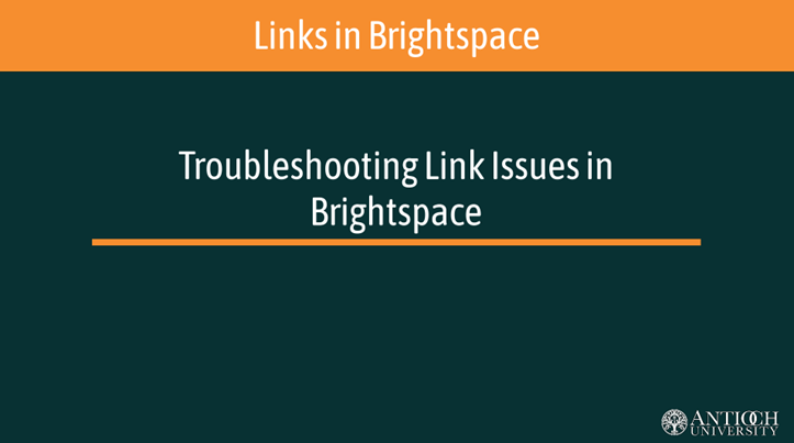 Troubleshooting Brightspace Link Issues