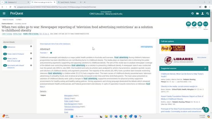 Database Tools and Accessing Full Text