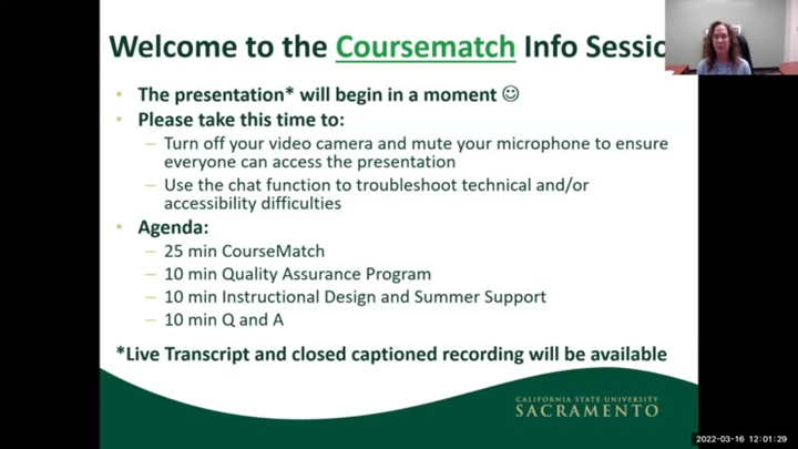 CourseMatch Information Session for Fall 2022