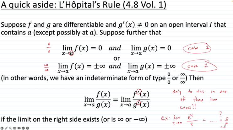 Calc 2: March 7, 2025 - Quick practice using L'Hopital's Rule