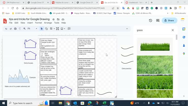 Using Google Drawing tools