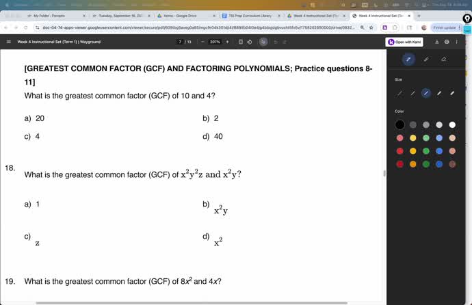 Week 4, Pt. 3: Factoring Polynomials using GCF
