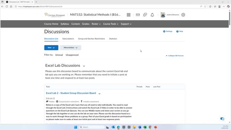 Panopto Example in the Discussion Board