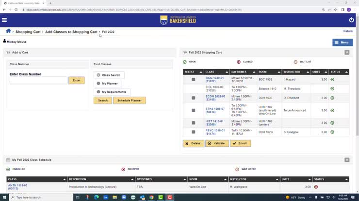How do I enroll into courses through MyCSUB account?