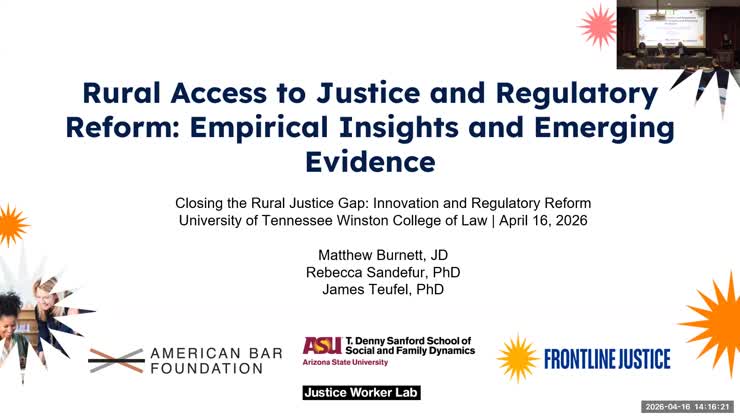 Rural Access to Justice and Regulatory Reform