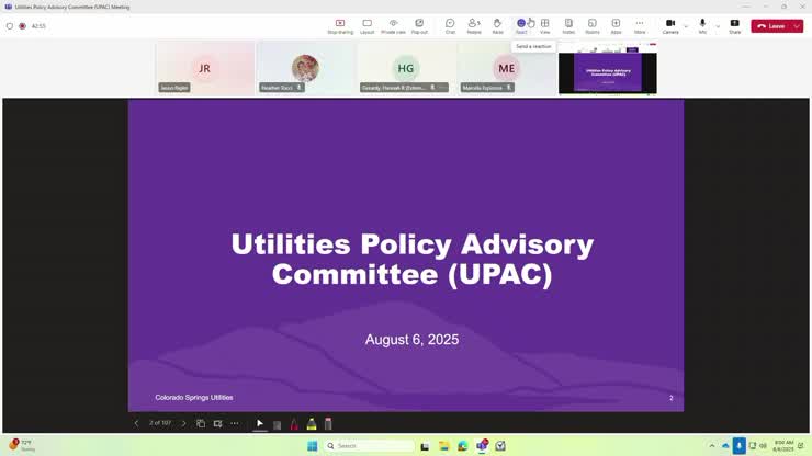 Utilities Policy Advisory Committee Meeting Video - August 2025