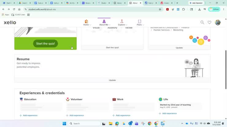 Saving 5 interests and Module in the Xello platform