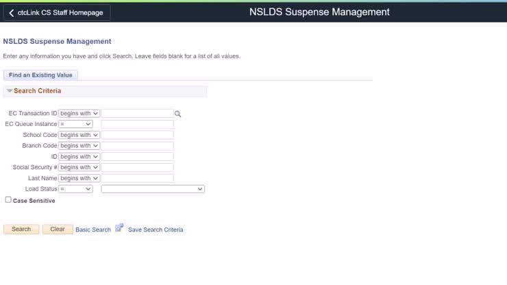 NSLDS Suspense Management View