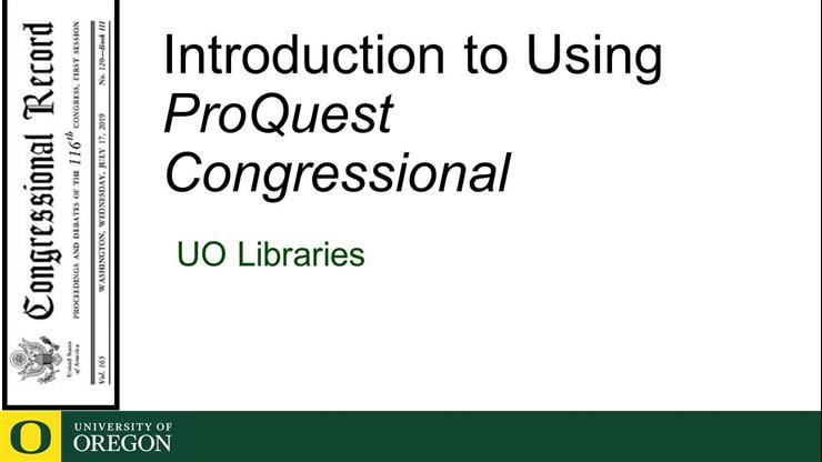 Introduction to ProQuest Congressional