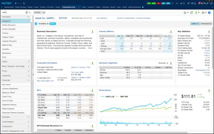 Company & Security Tab - Comps & Ratios