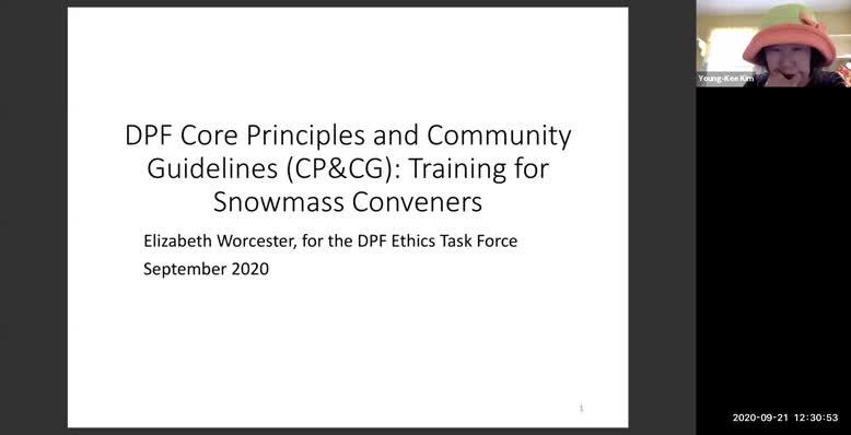 DPF Core Principles and Community Guidelines: Training for Snowmass ...
